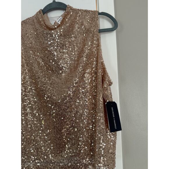 Melrose and Market Rose Gold Sequin Tank Top New Year’s Eve Party Holidays - Picture 2 of 8